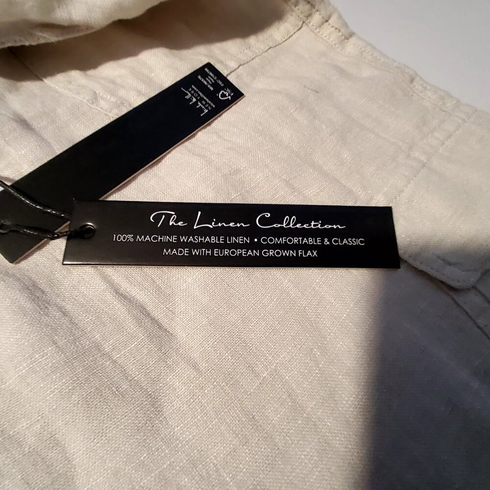 Linen Cargo Jogger Pants With Elastic Waist & Pockets Beige Lightweight Size L - Picture 11 of 11